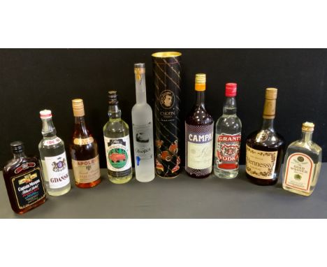 Wines &amp; Spirits - Hennessy very Special Cognac. 1ltr;  Jules Clairon VSOP Napoleon brandy, 70cl, 36%vol;  Chopin Vodka x2