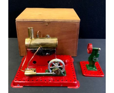 Mamod  -a Stationary Steam Engine; conforming  gear wheel, with wooden box 