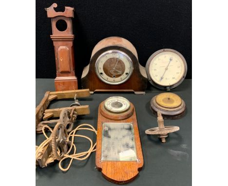 Clocks &amp; Scientific Instruments - a novelty watch stand as a long case clock;  Aneroid hall barometer mirror;  Davis &amp