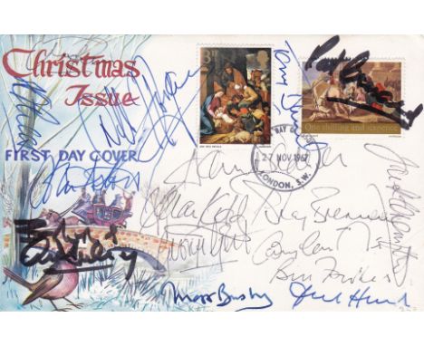 MANCHESTER UNITED SIGNED FDC 1967    A Christmas Issue scene First Day Cover signed by 13 players and Manager Matt Busby and 