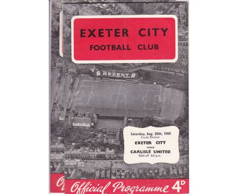 EXETER 60-61   Twenty six home programmes, 60-61, set of 23 x League including v Peterborough (first League season) plus Leag