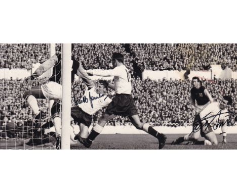 CLIFF JONES / BOBBY SMITH AUTOGRAPHS / TOTTENHAM        A trimmed 8" X 3.5" action Press photograph of Tottenham v. West Ham 