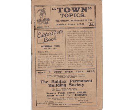 HALIFAX / ROTHERHAM 1922/23        Halifax v Rotherham Town FA Cup 1st Round played Saturday 18 November 1922. This was Halif