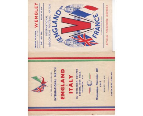 ENGLAND HOMES     Twenty four England home programmes 1945 - 1969 inc v France 1945, v Italy at Tottenham 1949, v Rest of the