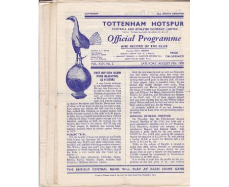 TOTTENHAM     Twenty Tottenham home programmes 16 from the 1950/51 Championship season, v Grimsby 49/50 (promotion season), 2