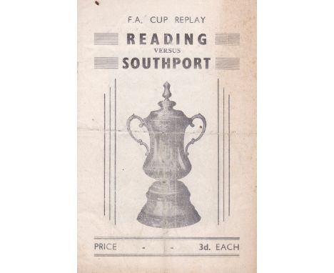 READING      Programme for the home match v Southport 1951/2 FA Cup, pirate issue by Knight, fold.   Generally good