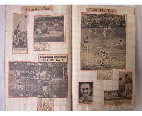 ARSENAL      A large scrapbook with very neat match reports from part of the season 1951/2 and includes match tickets which h
