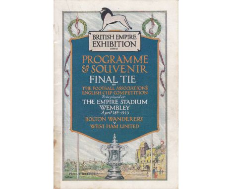 1923 CUP FINAL -VIC WATSON     Official programme for the 1923 FA Cup Final, Bolton v West Ham at Wembley which was given to 
