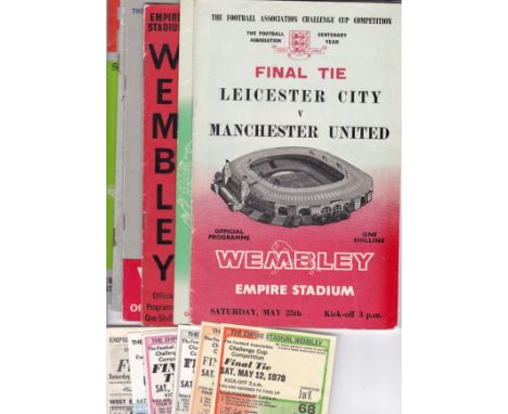 FA CUP FINALS     A run of 18 FA Cup Final programmes 1963 - 1979 inc 1970 Replay. 1970 (Wembley) signed by Ron Harris (Chels