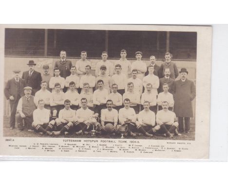 TOTTENHAM HOTSPUR POSTCARD 1904-05   Tottenham Hotspur postcard, team group 1904-05, includes first team, reserves, officials