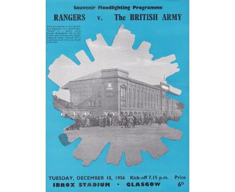 RANGERS - ARMY-56-DUNCAN EDWARDS   Match programme Rangers v The British Army, 18/12/56 at Ibrox. British Army team included 