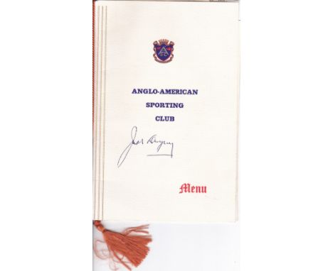 JACK DEMPSEY BOXING AUTOGRAPH      Ticket and signed menu for the Anglo-American Sporting Club Boxing Evening in honour of Ja