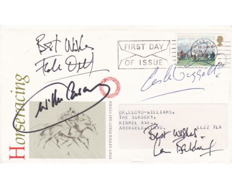 HORSERACING AUTOGRAPHS / PIGGOTT AND DETTORI          A First Day Cover signed by Frankie Dettori, Lester Piggott, Willie Car