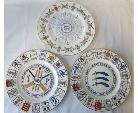 CRICKET - MIDDLESEX      Three plates celebrating Middlesex's County Championship wins in 1980, 82 and 85. All Limited Editio