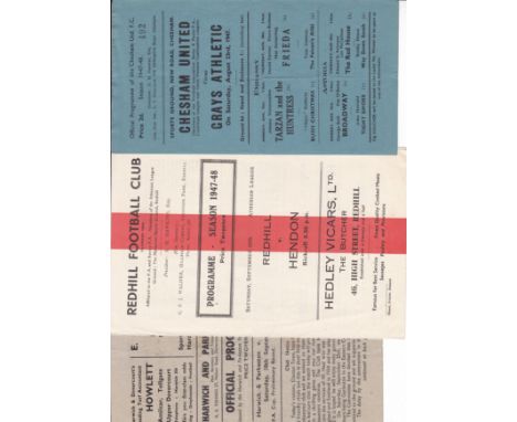 NON-LEAGUE FORTIES   Seven programmes, all 40s, comprising Redhill v Hendon 47/8, Harwich & Parleston v Clacton 48/9 FA Cup, 