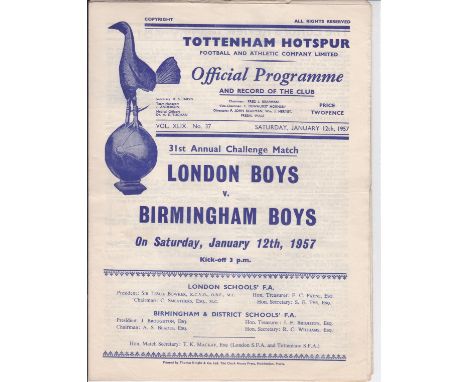 TOTTENHAM   Three programmes for Representative matches played at White Hart Lane from 56/57 season. England v Hungary (Youth