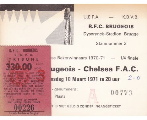 CHELSEA ECWC - TICKET    Very scarce Bruges v Chelsea ticket Cup Winners' Cup ticket 10 Mar 171. It is very unusual to find a