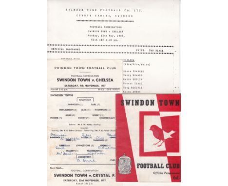 SWINDON / CHELSEA    Three Swindon v Chelsea programmes all at the County Ground 2 x single sheet Reserve matches 9 Nov 57 (t