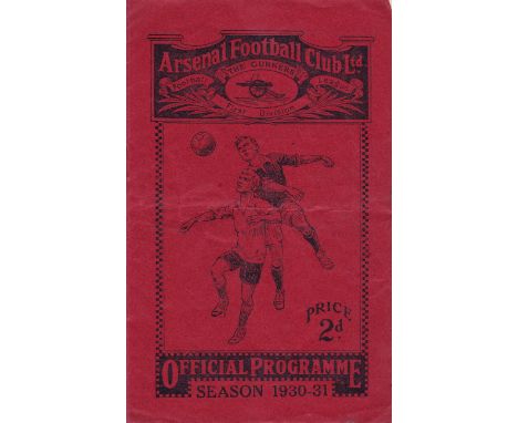 ARSENAL- SHEF UTD 1930   Arsenal home programme v Sheffield United, 4/11/1930, first Arsenal Title season. Slight fold, score