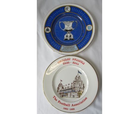 F.A. COMMEMORATIVE PLATES      Two plates issued by the F.A, Wembley Stadium 1923 - 1988 - The Football Association 1863 - 19