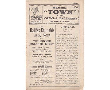 HALIFAX RES /GOOLE TOWN1921/22     Halifax Town Reserves v Goole Town played Saturday 19 November 1921. Yorkshire League fixt