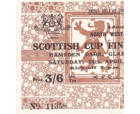 1954 SCOTTISH CUP FINAL   Ticket for the 1954 Scottish Cup Final, Celtic defeated Aberdeen 2-1 in front of over 130,000 at Ha