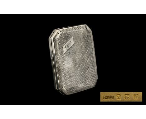 Ladies Sterling Silver Engine Turned Cigarette Case with Gilt Interior. Hallmark Birmingham 1932. Size 2.75 x 3.25 Inches - 6