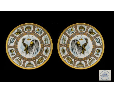 Pair of Goebel China Traditions Plates from an original work of art by Laszlo Ispanky, Nos. 3354 &amp; 3791. Dated 1979. In e