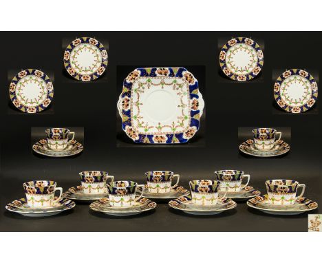 Royal Albion China Co Staffordshire ( 30 ) Piece Bone China Tea Service, Pattern No 2191. Comprises 9 Trios ( 27 ) Pieces, 1 