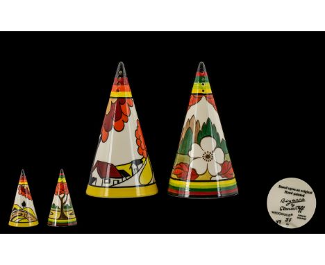 Wedgwood Clarice Cliff Design - Conical Shaped Sugar Sifters In 1st Quality &amp; Mint Condition. Please Confirm with Photo. 