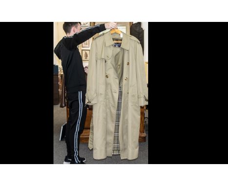 A Vintage Gentleman's Burberry's Trench Coat Traditional full length trench coat in excellent condition in heavyweight taupe 