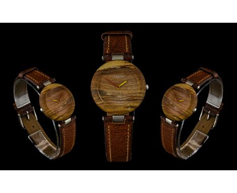 Tissot - Ladies Rock Mid Size Circular Iconic Cased Watch with Integral Tissot Leather Strap. c.1989. R-150, Swiss Quartz Mov