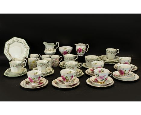 Quantity Of Part Tea Sets, 50 Pieces To Include Royal Albert "Yellow Ribbon", Royal Stafford "First Love" &amp; Johnson Broth