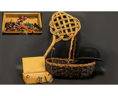 Collection of Mixed Items including a Black Bowler Hat by Roy Marlor made of fine fur felt.  Good condition, small size 6 3/4