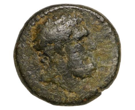 Bust of Herakles right / double headed axe. RPC I 2379. RR! XF