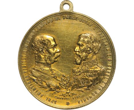 Medal 1896, signed by Carniol Fiul, with original suspension loop, gilt Bronze (33 mm, 13.70 g). UNC- 