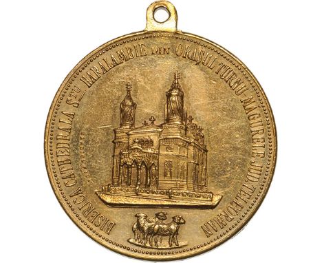 Turnu Magurele. Medal 1905, signed by Carniol Fiul, gilt Copper (32 mm, 15.74 g). Rare and superb! R! UNC- 