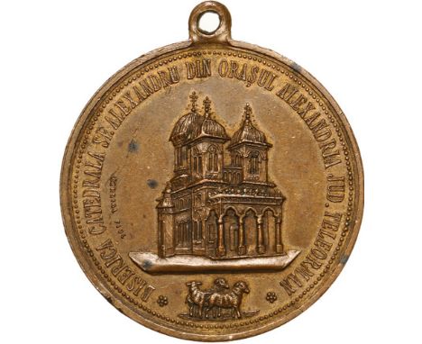 Medal 1898, signed by Carniol Fiul, original suspension loop, gilt Bronze (33 mm, 15.76 g). XF-