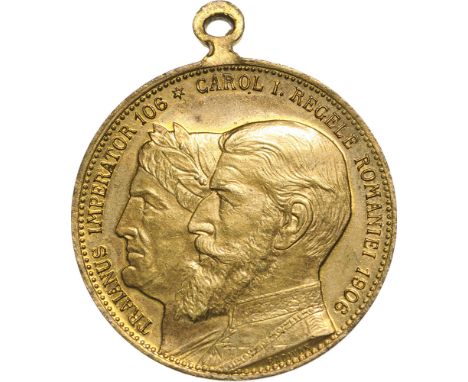 1800 Years from the Colonization of Dacia by the Emperor Trajan and 40th Jubilee of Reign of King Carol I .Medal 1906, origin