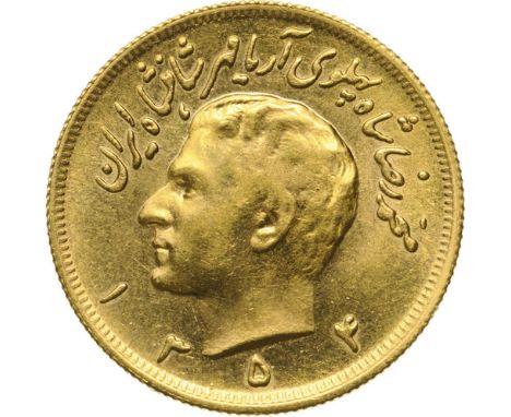 Head r. with titles Shah-an-Shah Aryamehr / Lion and Sun, date below. Fr. 100, KM 1202. UNC
