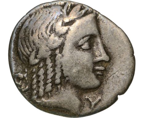 Head of Apollo right / Lyre, K-P, ear in left field. RPC I, 3305; VF+
