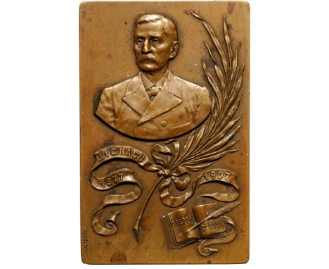 Plaquette 1907, signed by Carniol fiul, Bronze (50x80mm, 138.90 g). R! XF 