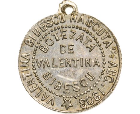 Daughter of Princess Martha Bibescu, a key figure of diplomacy .Medal 1903, original suspension loop, white Metal (19 mm, 3.6