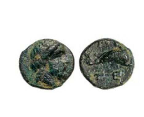 Head of Poseidon right / Dolphin right, Trident. SNG Keckman 235. Attribution to Myndos is not shure, possible are Mylasa or 