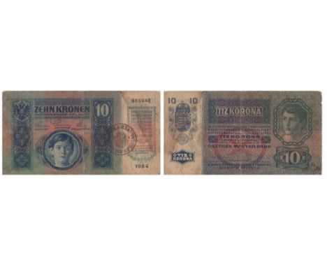   REGIONAL BUKOVINA, TRANSYLVANIA AND BANAT OVERPRINT ON AUSTRIAN AND HUNGARIAN NOTES TREASURY - 1919 FIRST PROVISIONNAL ISSU