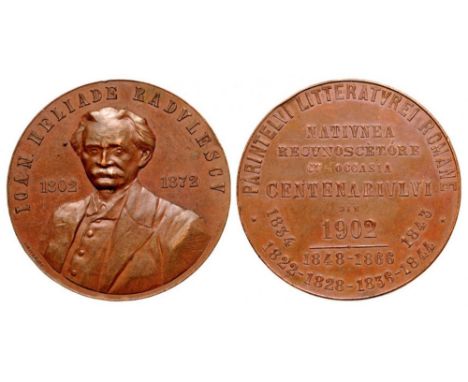 Medal 1902, signed by DimiÂ­trescu, Bronze (53 mm, 38.26 g). XF