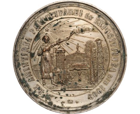Named Medal to Constantin Minescu for Participation to the Exhibition .Medal 1903, signed Radivon & Carniol, Bronze (65 mm,  