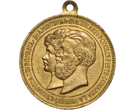 Medal 1895, signed Lauer, original suspension loop, gilt Copper (29 mm, 11.37 g). R! XF+ 