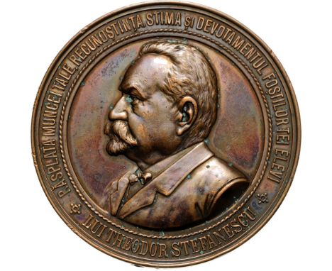 Gratitude and Respect to Prof. Theodor Stefanescu, from his Former Students, for 30 Years of Activity .Medal 1901, signed Car