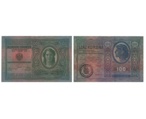  REGIONAL BUKOVINA, TRANSYLVANIA AND BANAT OVERPRINT ON AUSTRIAN AND HUNGARIAN NOTES TREASURY - 1919 FIRST PROVISIONNAL ISSUE